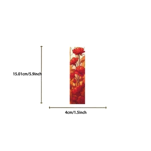 Detail of stained glass flower bookmark featuring a red rose with size measurement markers