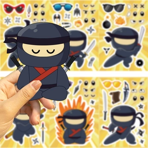 Set d'autocollants ninja DIY avec visages interchangeables pour déco de téléphone