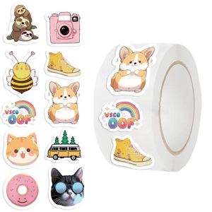 Cartoon Animal Objects Sticker Roll For Scrapbooking Decorative Envelope Seal Waterproof Washi Tape DIY Hand Account Material