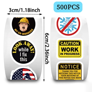 500pcs roll of 1.18 inch funny hard hat stickers for helmet and toolbox decoration