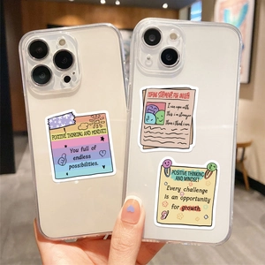 54-piece set of mental health PVC stickers with positive quotes for phone cases and laptops