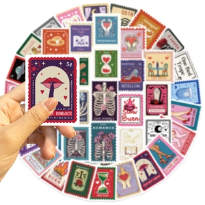 50 pieces of waterproof bookish stamp stickers for guitars and laptops with dark romance motifs