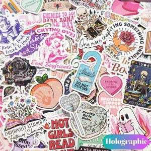 Autocollants holographiques de lecture 'Hot Girls Read' et motifs floraux pour Kindle