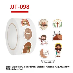 500pcs Christian theme decorative stickers roll with Jesus and rainbow illustrations