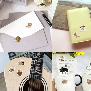 Set de stickers décoratifs vintage avec cartes artistiques et papillons pour journaux