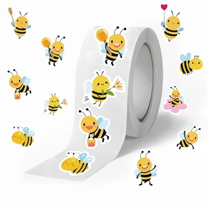 Cartoon Bee Washi Paper Sticker Roll For Scrapbooking Envelope Sealing DIY Decoration Cute Animal Stickers Label Journal Stationery
