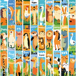 Detailed grid display of 30 flat animal bookmarks for DIY journaling and reading