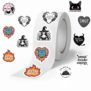 Smut Books Adesivi per la Lettura in Carta Washi Decalcomanie Illustrative Fantasma Gatto Nero per Amanti dei Libri Journaling