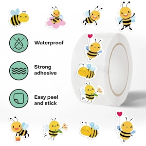 Cartoon bee decorative sticker roll with waterproof and strong adhesive features
