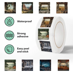 500pcs camping theme decorative stickers roll with scenic nature designs and waterproof film