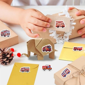 500pcs fire truck cartoon stickers roll for DIY crafts gift sealing and decoration