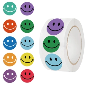 Multicolored Smiley Face Washi Paper Stickers Roll Round Cartoon Expression Decorative Labels For Envelopes DIY Crafts
