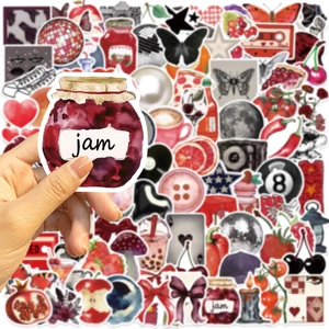 Gros plan d'un autocollant pot de confiture du lot de 100 stickers graffiti rétro