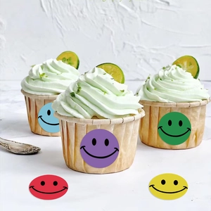Colorful smiley face stickers roll for cupcake packaging and DIY gift decoration