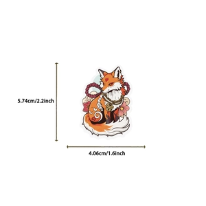 Maßangaben für den japanischen Fuchs-Aufkleber im Format 5,74 cm x 4,06 cm im Detail