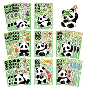 Set di adesivi panda cartone animato fai-da-te con accessori e decorazioni facciali