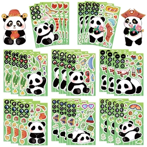 Adesivi Panda Cartone Animato DIY Make A Face PVC Autoadesivo Animale Emoji Cancelleria Per Bambini Festa Regalo Forniture Scolastiche