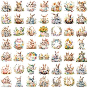 Set of 50 waterproof Easter cartoon stickers for laptop and DIY guitar decoration