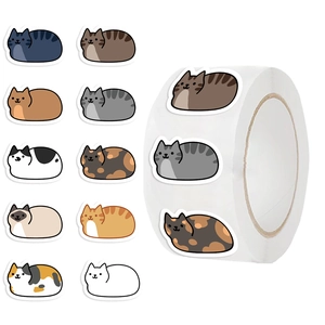 Rouleau de 500 autocollants de chats mignons pour décoration d'agendas et enveloppes