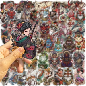 50 japanische traditionelle Kunstaufkleber mit Geisha und Samurai für DIY-Deko