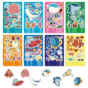 DIY Ocean Animal Make-A-Face Sticker Set with 8 Sea Creature Designs for Kids