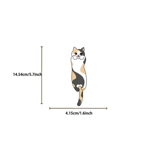 Dimensioni dettagliate del segnalibro in carta con gatto, misura 14,54 cm per 4,15 cm