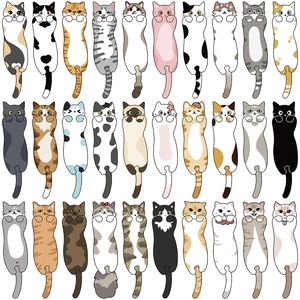 Set di 30 segnalibri gatto in cartone animato per lettura e progetti creativi fai da te