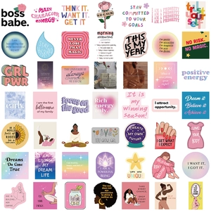 Set of 52 waterproof black girl inspiration vision board stickers for laptops and guitars