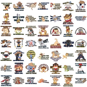 Lot de 50 autocollants animaux de cowboy étanches pour ordinateurs et guitares