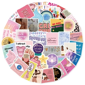 Detailed view of colorful Black Girl Magic waterproof stickers for laptop and scrapbooking