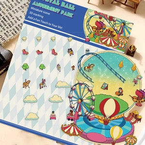 Set d'autocollants 3D parc d'attractions avec carrousel pour scrapbooking et déco DIY