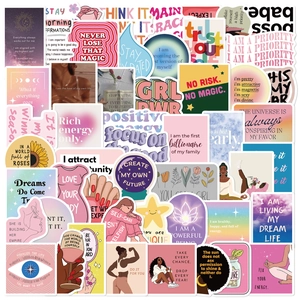 Motivational Vision Board Aesthetic Stickers For Laptop Luggage Guitar Waterproof PVC Self Love Quotes Decal For Women Girls
