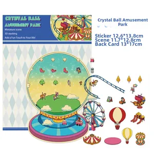 Kit stickers 3D parc d'attractions avec grande roue et éléments de montagnes russes