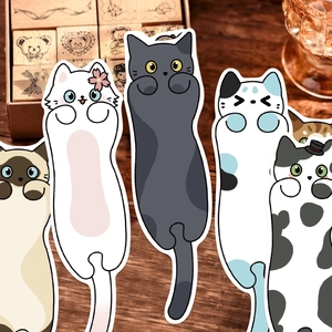 Set di segnalibri a forma di gatto a cartone animato per lettura creativa e fai-da-te