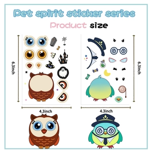Cartoon owl waterproof DIY sticker sheet with Halloween spirit decorative elements