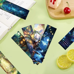 Artistic forest bookmarks with dreamy forest and starry sky illustrations on premium paper