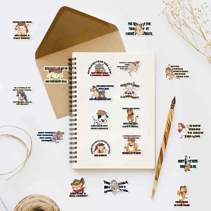 Autocollants d'animaux cow-boy sur carnet et enveloppe pour décoration de journal DIY