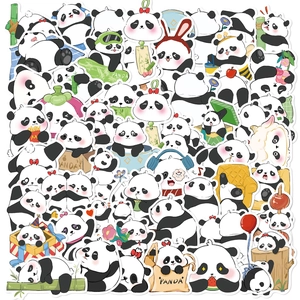 Pegatinas De Panda De Dibujos Animados Impermeable PVC Graffiti Calcomanías Para Computadora Portátil Equipaje Guitarra DIY Cuaderno Scrapbooking Pegatinas Decorativas
