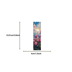 Detailed size specifications of the romantic oil painting bookmark showing dimensions
