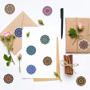 Colorful mandala pattern stickers for envelope sealing and journal decoration