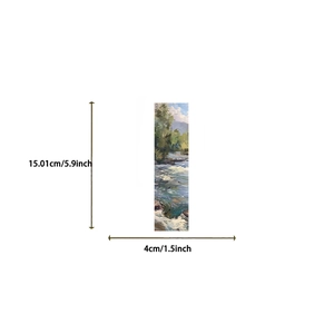 Detail eines Lesezeichens mit Naturlandschaft-Ölgemälde und Maßen von 15 cm Höhe