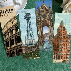Set of 4 vintage European architecture bookmarks featuring Rome and Venice motifs