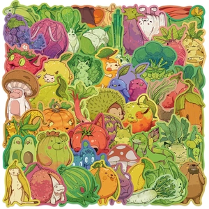 Cartoon Fruit Vegetable Animal Stickers Waterproof PVC DIY Decals For Laptop Luggage Guitar Phone Case Decoration
