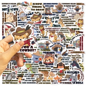 Lot de 50 autocollants animaux de dessin animé style cowboy pour décorer des guitares