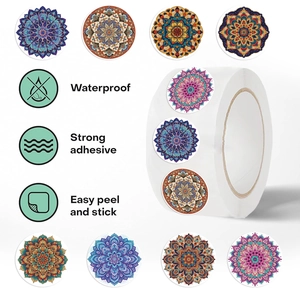 500pcs Mandala roll stickers for gift sealing and journal decoration, waterproof and easy peel