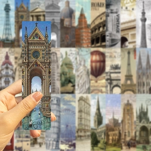 Detailed view of vintage European architecture bookmark with Gothic cathedral design