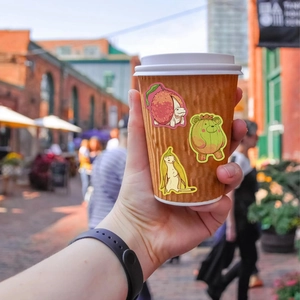 Waterproof cartoon fruit animal stickers on cup, featuring creative lychee and melon designs
