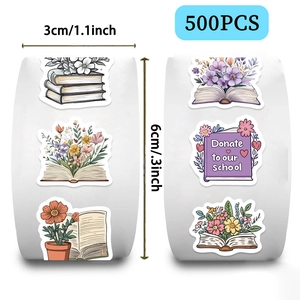 500pcs roll of vintage floral book stickers with 3cm diameter for scrapbook decoration