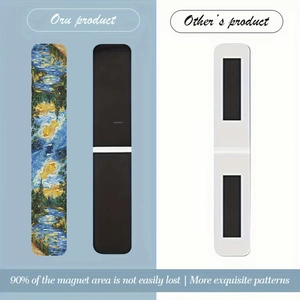 Detail of magnetic bookmark showing full magnetic back coverage and starry art pattern