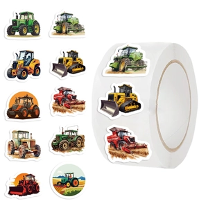 500Pcs Roll Tractor Farm Machinery Stickers Engineering Vehicle Excavator Harvester Decor Decals For Kids DIY Stationery Decoration
